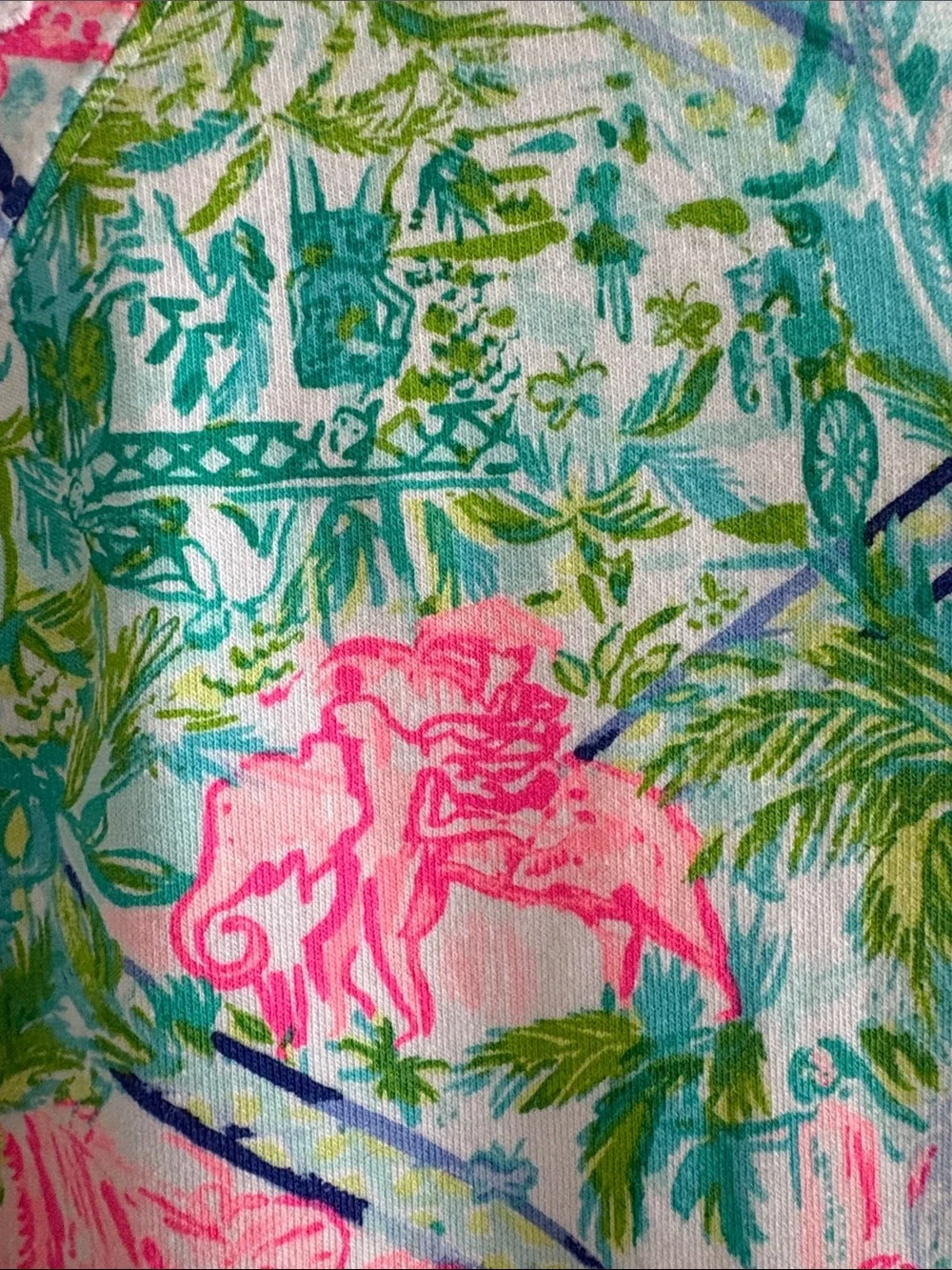 Lilly Pulitzer Teal and Pink Floral Half-Zip Pullover - Picture 8 of 12